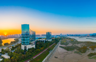 Fototapeta premium City Scenery of both sides of Minjiang River, Fuzhou City, Fujian Province, China
