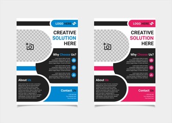 Business flyer template vector design, A4 brochure template blue and pink geometry shapes used for business poster layout, IT Company flyer, corporate banners, and leaflets