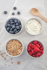 Granola with yogurt and berries for healthy breakfast