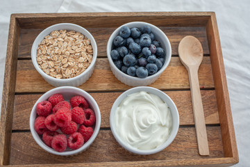 Granola with yogurt and berries for healthy breakfast