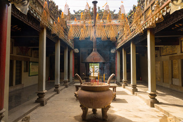 Interior view of Chua Ba Thien Hau temple in Ho Chi Minh City, Vietnam