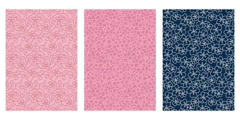 Japanese Line Flower Abstract Vector Background Collection
