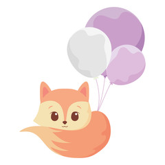 Cute fox cartoon with balloons vector design