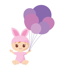 Obraz na płótnie Canvas Cute baby boy with rabbit costume vector design