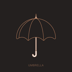 Umbrella Icon vector flat design. Brown and white color with outline concept.