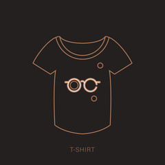 T-shirt Icon Vector. Simple flat symbol. Brown and white color with outline concept.