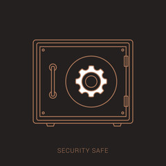 Safe box icon - vector security illustration. Brown and white color with outline concept.