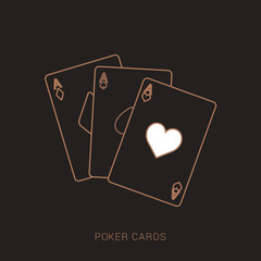 Playing Card Flat Design Icon Vector. Brown and white color with outline concept.