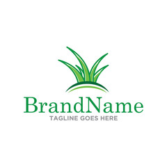 Grass and leaf logo icon vector. Nature logo grass icon template.