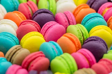 Photo sur Plexiglas Macarons A french sweet delicacy, macaroons variety closeup.