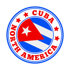 Cuba sign. Round country logo with flag of Cuba. Vector illustration.