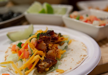 Carnitas street taco on a paper palte