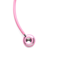 Modern stethoscope on white background