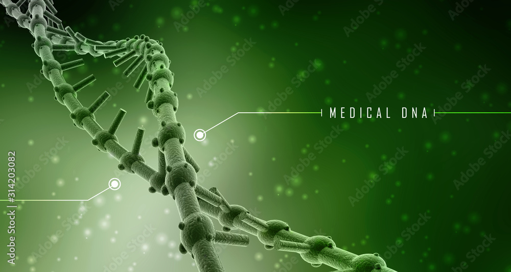 Poster 3d render of dna structure, abstract background