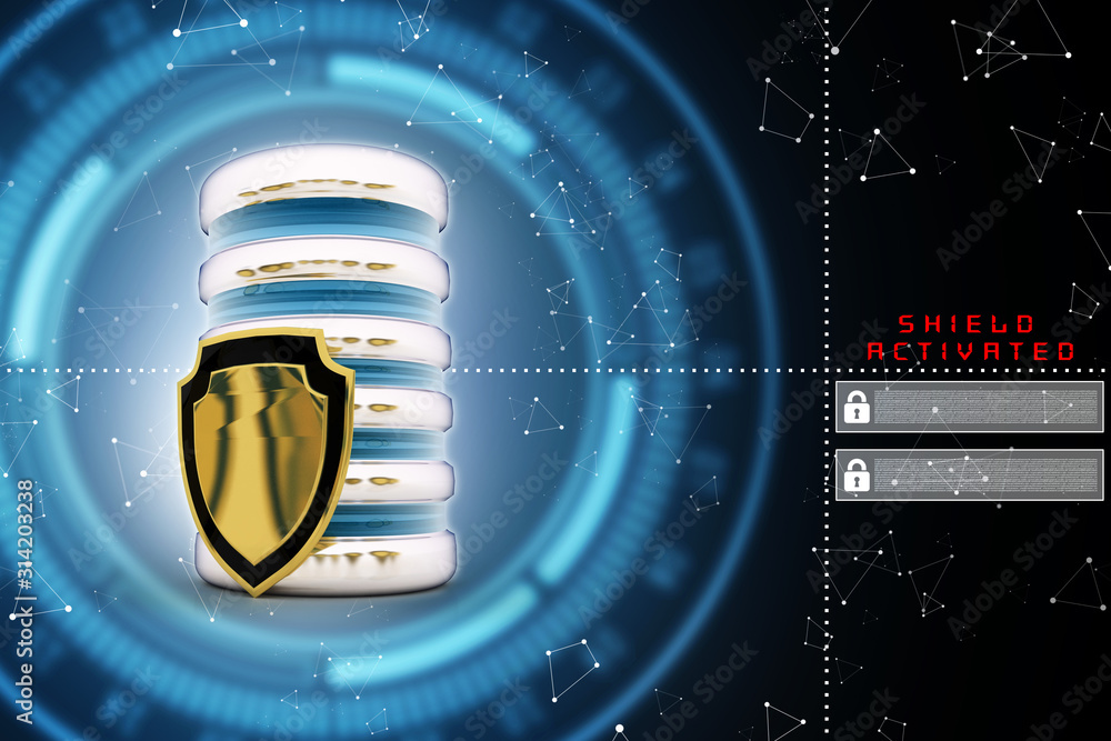 Fototapete 3d rendering database and computer data security concept