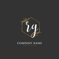 Handwritten initial letter R G RG for identity and logo. Vector logo template with handwriting and signature style.