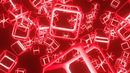 大量の赤い立方体の集まり