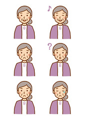 シニア女性　上半身　いろいろな表情