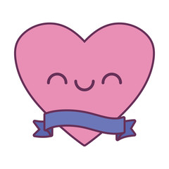 female heart cartoon with ribbon vector design