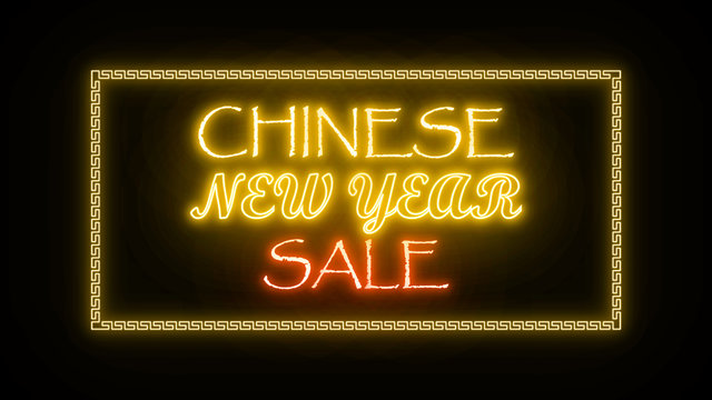 Happy Chinese new year neon letter on the black color for promotion sale and for clearance sale and for promote sale season.