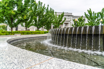 Water fountain with clear trickling water at Utah State Capitol Building