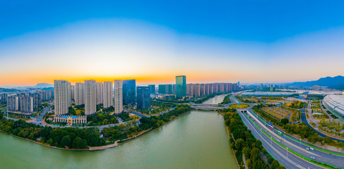 Fototapeta na wymiar Aerial view of the outskirts of Fuzhou, Fujian Province, China