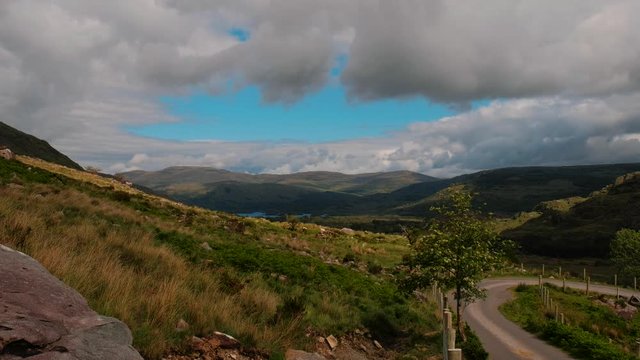 Mountain scenery 4K Time lapse video of Kerry mountains with clouds and shadows, Co. Kerry, Ireland