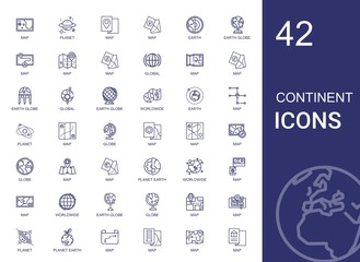 continent icons set