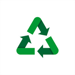 Black recycle symbol. Three black arrows circulate. Management of waste materials that are garbage and pass through the transformation process, especially the melting process. Creates new materials.