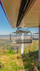 Vertical frame Views at a ski resort in Park City with hiking trails and chairlift in summer