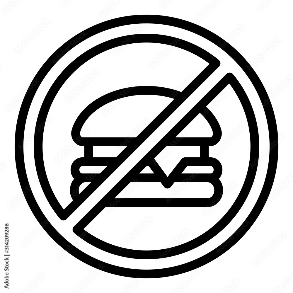 Poster no fast food icon. outline no fast food vector icon for web design isolated on white background