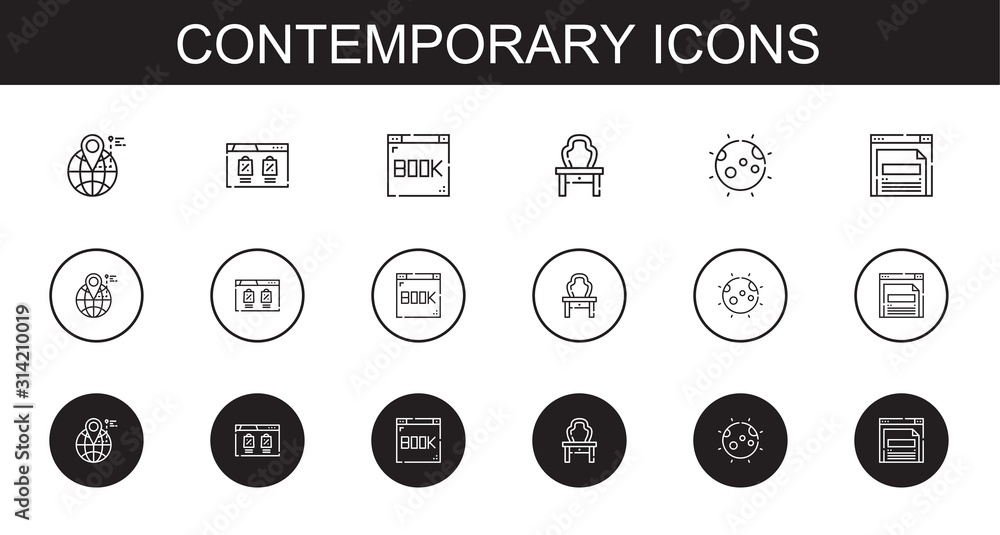 Poster contemporary icons set