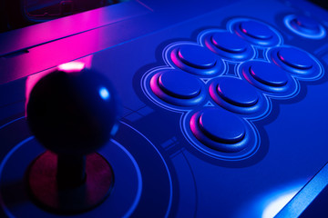 Arcade Stick Buttons, Gamming controls colorful RGB lights.