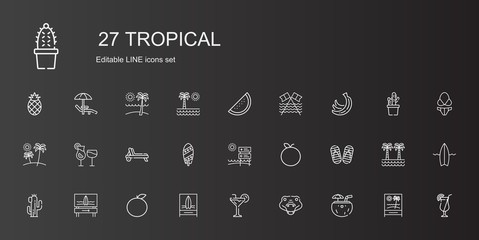 tropical icons set