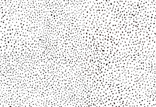 Abstract seamless background with black ink dots on white paper, hand drawn with a brush and ink raster pattern
