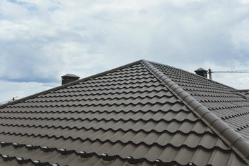 Corrugated metal roof and metal roofing. Modern roof made of met