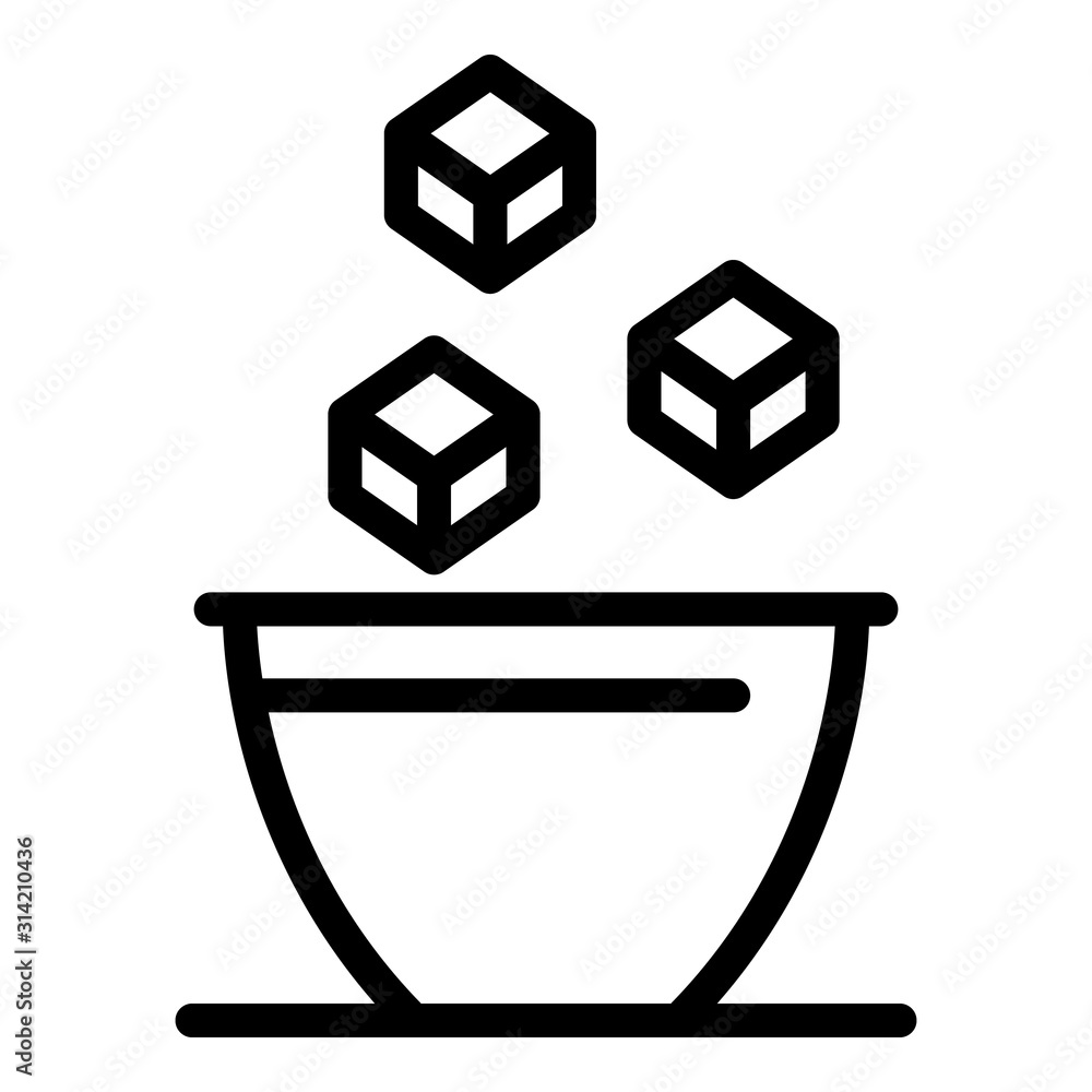 Poster sugar cubes in bowl icon. outline sugar cubes in bowl vector icon for web design isolated on white b