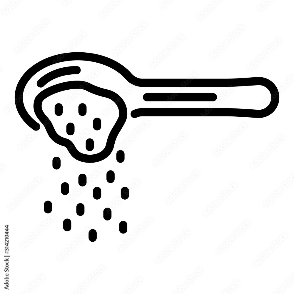 Poster Sugar in spoon icon. Outline sugar in spoon vector icon for web design isolated on white background