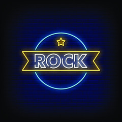 Fototapeta premium Rock Neon Signs Style Text Vector