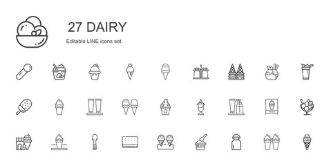 dairy icons set