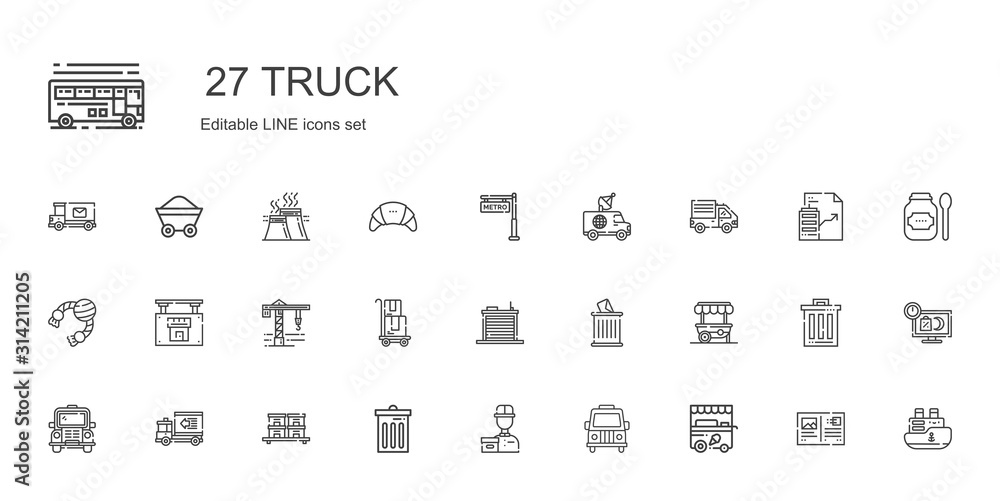 Poster truck icons set