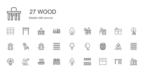 wood icons set