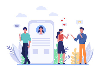 Telephone call and messaging, communication flat vector illustration