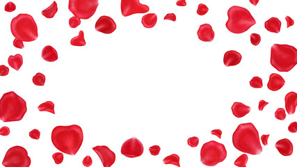 Red rose petals frame isolated on white background.Valentine day,wedding, mother day,March 8,international women day decoration,.Digital clip art.Watercolor illustration. - 314211821