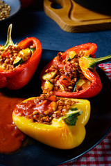 Peppers with spelled, sheep's cheese filling
