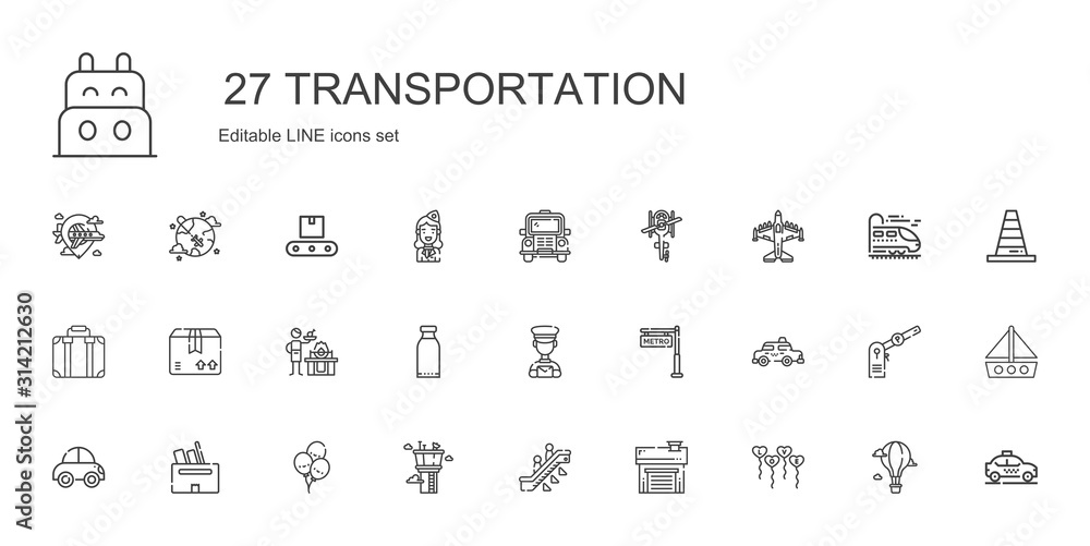 Sticker transportation icons set