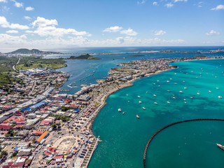 High aerial view of Marigot, The capital of french St.Martin.