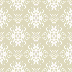 Floral print. White pattern on olive green seamless background