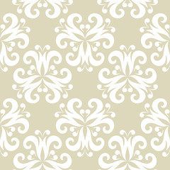 Floral seamless background. White design on olive green