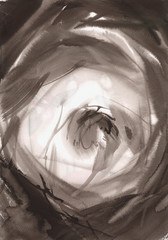 Abstraction rose painted by watercolors